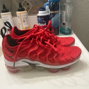 Wore twice Nike women’s  Red VaporMax Plus Style Sneakers